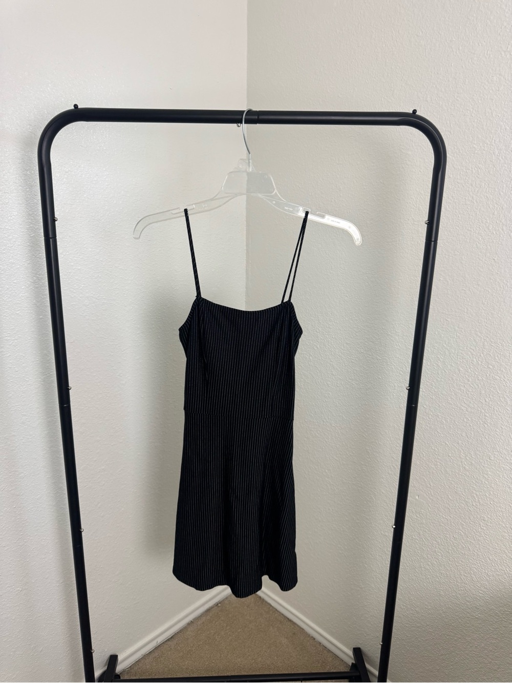 silence + noise Black Pinstripe Slip Dress
